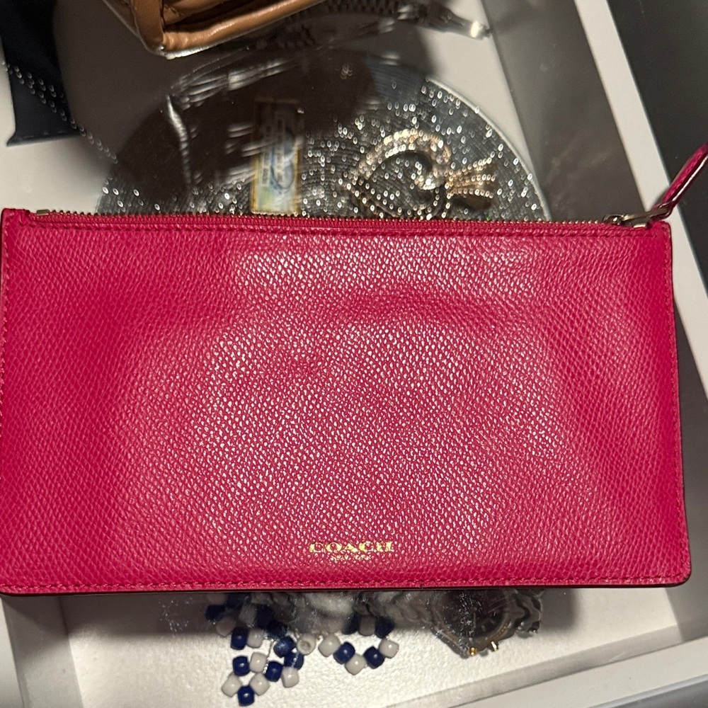 Coach Fuchsia Leather Wristlet